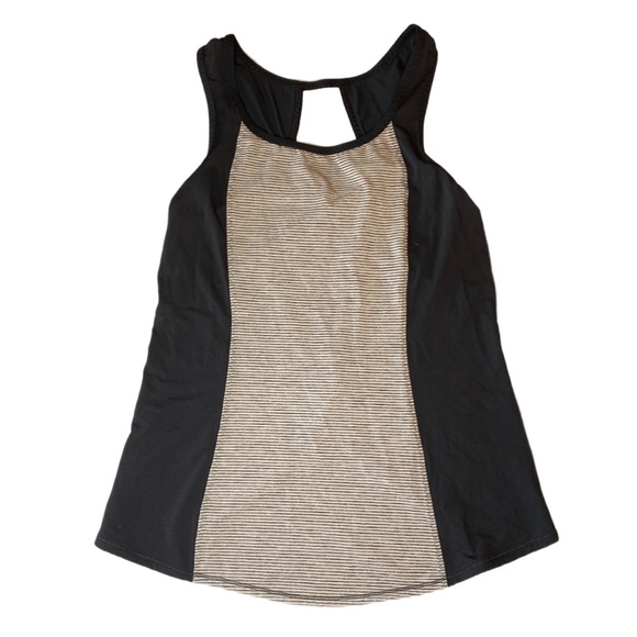 lululemon athletica Tops - Lululemon Athletica Long Tank With Crossover Open Back Black And White Size 4